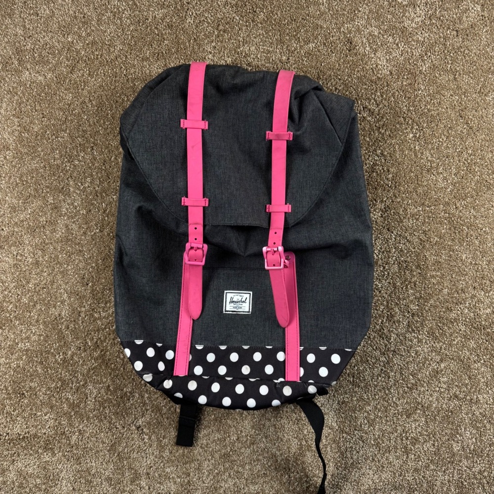Herschel Supply Co Little America Backpack Grey Pink Polka Dot Laptop Bag 17in